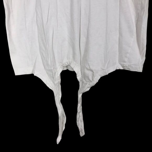 On Fire White Tie Front T-Shirt, Soft Cotton Closet Staple, Boho, Gypsy SZ M - Picture 2 of 5